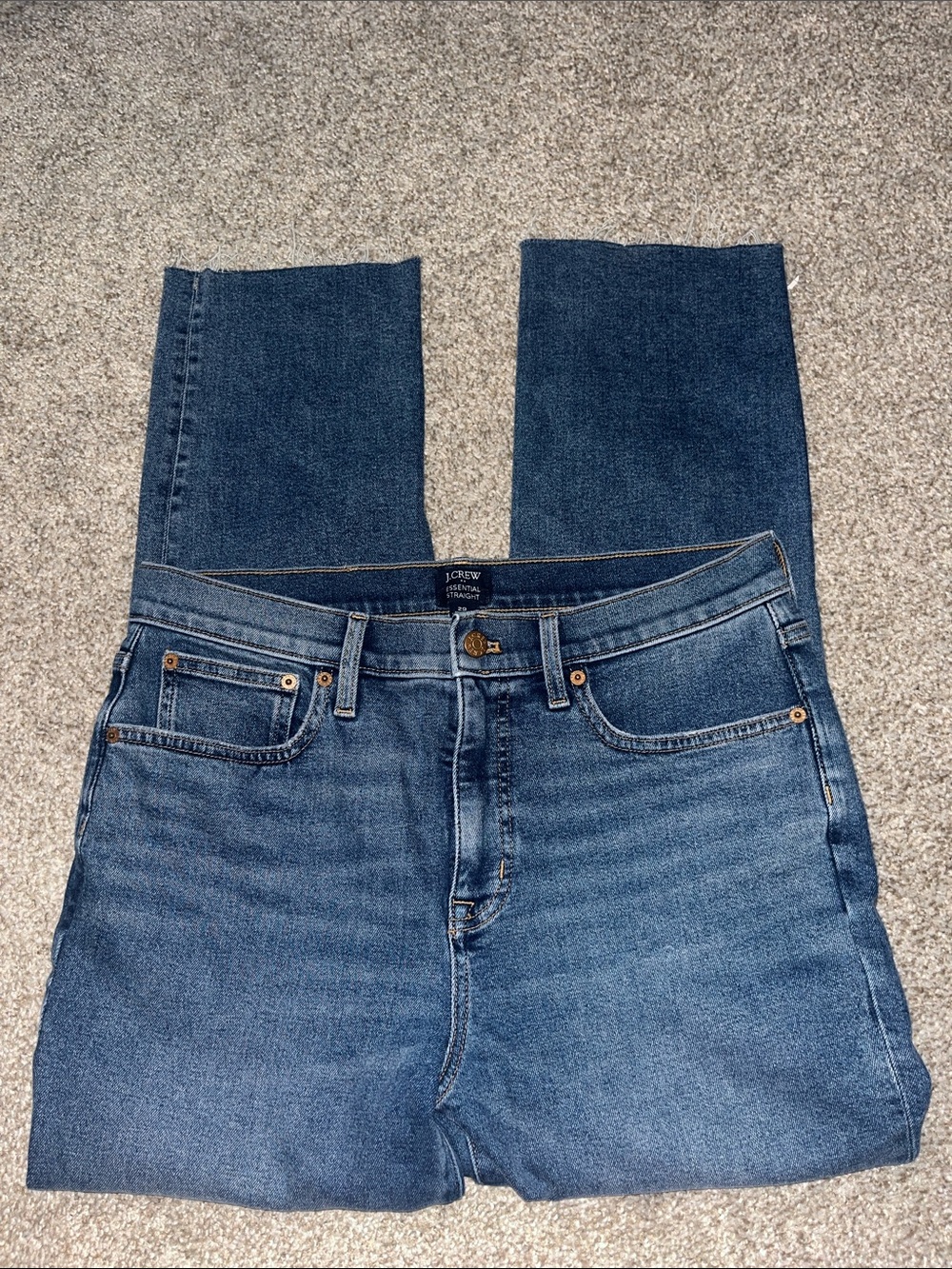 J. Crew Women's Straight-Leg Jeans in Medium Blue Denim